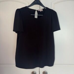 Philosophy Republic Clothing Black Puff Sleeve Keyhole Back Blouse Top XL